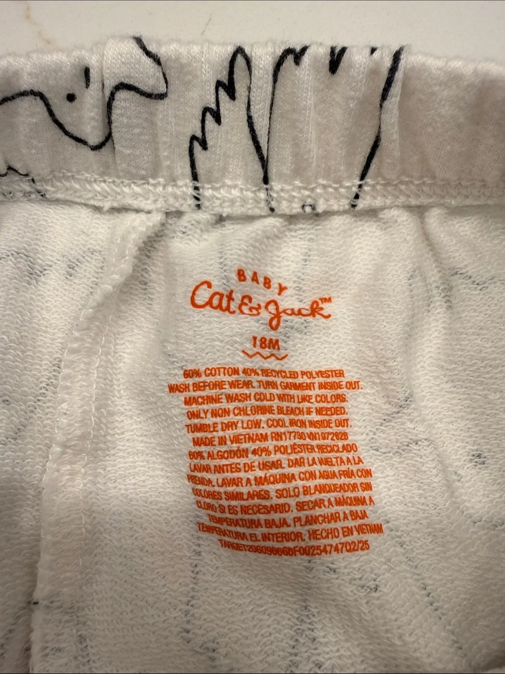 Cat & Jack Black Sweatshirt and White Ghost Print Pants Halloween Set 18mo